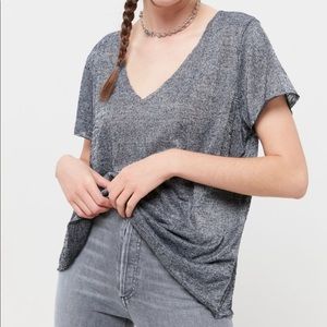 Urban Outfitters Textured-Knit V-Neck Tee